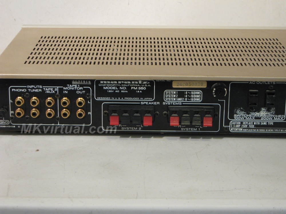 Marantz PM350 integrated amplifier rear view