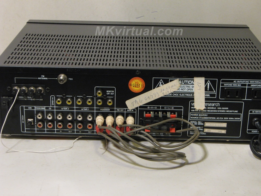 Vector Research VRX-3600R receiver rear view